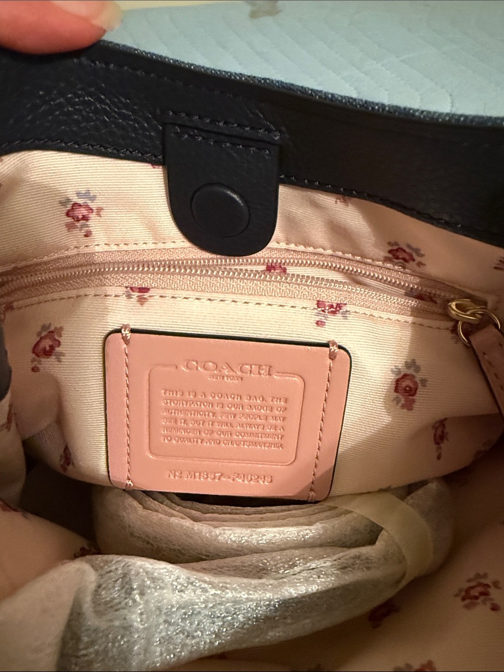 Coach Denim and Black Leather Small Satchel - Gold Hardware - Picture 2 of 10